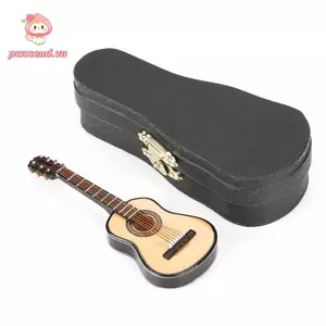 PWSSEND 3 Mẫu Đàn Guitar Thu Nhỏ, Da Đen Chất Liệu Gỗ Mẫu Đàn Guitar Gỗ, Kích Thước Mini Sưu Tập Các Bức Tượng Nhỏ Có Chân Đế Đàn Guitar Phụ Kiện Nhà Búp Bê