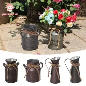 PWSEND Xô Hoa, Ban Công Chậu Hoa Tấm Sắt Vintage Sắt Chậu Hoa, Di Động Trang Trí Nhà Cửa Kim Loại Phong Cách Mục Vụ Vườn Xô