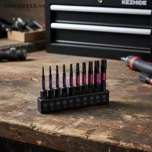 Bộ mũi khoan tác động từ tính SRVN 10 mảnh S2 Chống rỉ sét cho dụng cụ điện Độ cứng nâng cao cho các dự án gia công kim loại.