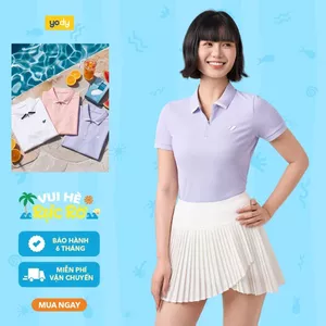 Áo polo nữ dáng slimfit YODY có khóa kéo logo ép in decan cao cấp WCPO26A020