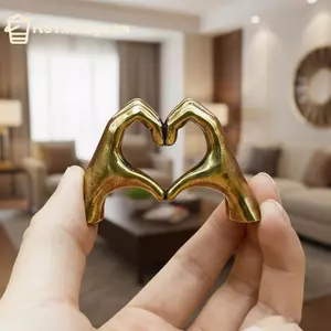 GE Vintage Đồng Thau Hình Trái Tim Tượng Tay, Tình Yêu Tay Điêu Khắc Đồ trang trí Trang Trí Văn Phòng Tại Nhà Trang Trí Máy Tính Để Bàn VN