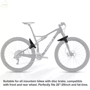 FENDER Chắn bùn xe đạp leo núi AWNGD, Tấm chắn bùn MTB có thể điều chỉnh bằng sợi Carbon, Tấm chắn bùn xe đạp tương thích 2 chiếc MTB