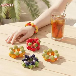 HFSHY Nhựa Đính Hạt Vòng Tay Mô Phỏng Trái Cây Rau Quả Trang Trí Nhiều Màu Sắc Dopamine Bohemian Trang Sức Cho Trang Phục Hàng Ngày VN