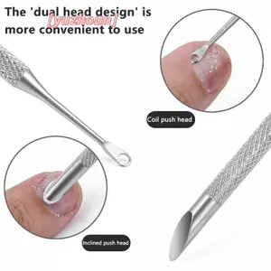 Dụng cụ tẩy lớp biểu bì bằng thép không gỉ hai đầu Dụng cụ tẩy tế bào chết Dụng cụ chuẩn bị làm sạch da chết Vòng tròn vát Xẻng Bút làm móng tay