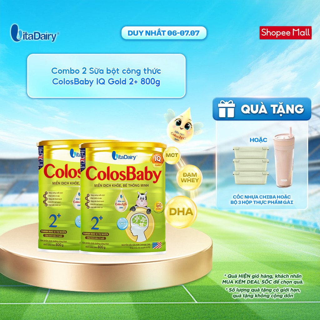 [COMBO 2 LON] Sữa bột ColosBaby IQ Gold 2+ cho trẻ trên 2 tuổi – Hỗ trợ phát triển trí não – Lon 800g