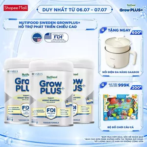 Combo 3 Sữa Bột Nutifood Sweden GrowPLUS+ Cao lớn vượt trội (Bạc) 800g