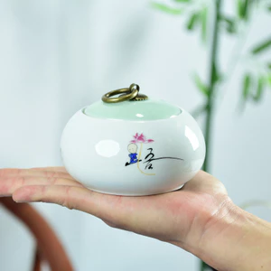 Ấm Trà Gốm Sứ Trắng Nồi Đơn Tròn Di Động Mini Kích Thước Nhỏ Chống Ẩm Celadon Kín Nồi Retro Hộp Quà Tặng Bao Bì A83X