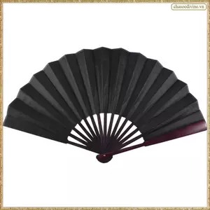 Quạt cầm tay trống gấp Thư pháp viết Quạt nhảy múa cho nam 33cm - Đen