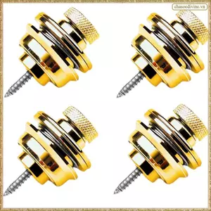 Bộ dây đeo thay thế chống trượt đầu phẳng (4 chiếc) cho dây đeo đàn Guitar điện Phụ kiện dụng cụ an toàn bằng hợp kim kẽm Vàng