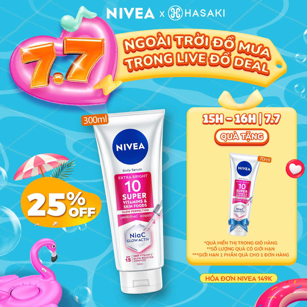 [MEGA 7.7|15H-16H] Serum Dưỡng Thể Nivea Sáng Da Mờ Thâm Nám Extra Bright 10 Super Vitamins Hasaki