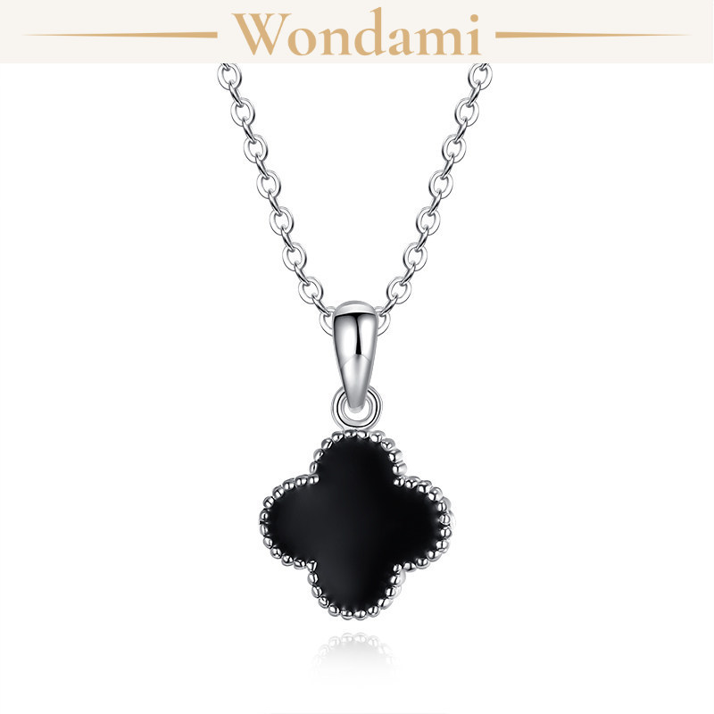 [Không Gỉ] Dây Chuyền Thép Titan Cỏ Bốn Lá Đeo 2 Mặt Khảm Đá Zircon 805