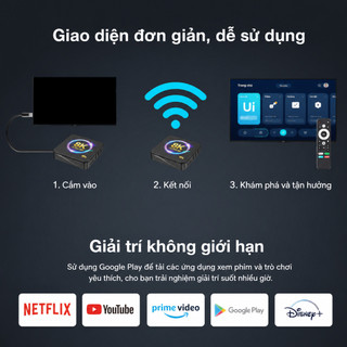 Android tv box tv box 8k tv box android smart tv box ai tv box media box, hỗ trợ 8K Ultra HD Android 14.2 kèm remote hồn