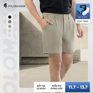 Quần short tây nam POLOMANOR kiểu dáng Classic sang trọng, lưng chun ẩn, cao cấp thoáng mát