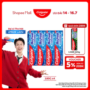 Bộ 4 Kem đánh răng Colgate Maxfresh ULTRA FREEZE the mát gấp 10X 180g/tuýp
