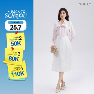 Chân Váy Nữ GUMAC Form A Dập Ly Chất Liệu Chiffon Thoáng Mát Cao Cấp LVF0821