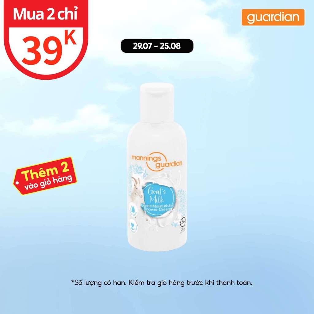 Sữa Tắm Dạng Kem Dưỡng Ẩm Mannings Guardian Goat's Milk Gentle Moisturising Shower Cream 100ml | Guardian Việt Nam