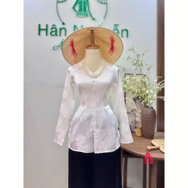 Hân Nguyễn Áo Bà Ba - B.a131 - Áo Bà Ba Gấm Tơ Phượng Hoàng Cổ Tim Dây Kéo ( Quần Lụa )