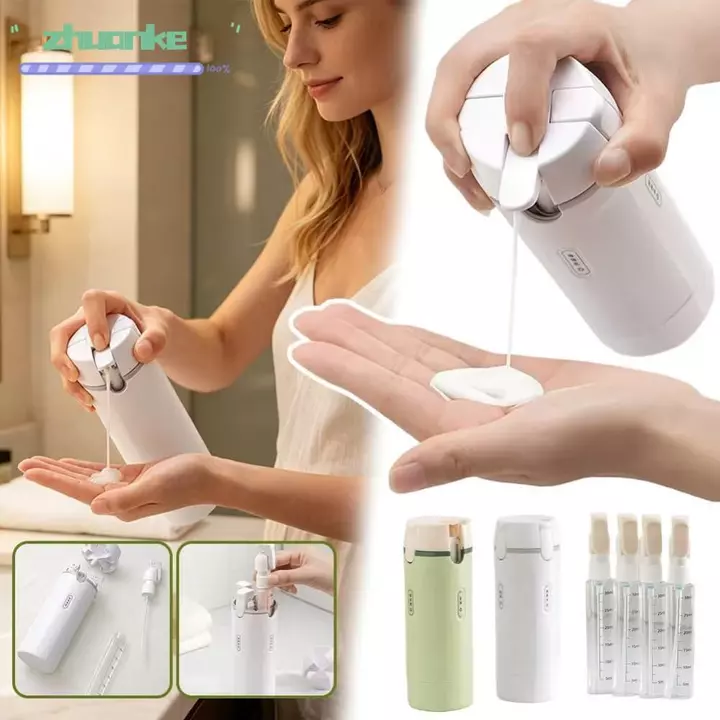 Chai đựng đồ du lịch 4 trong 1 ZHUANPH, Chai đựng đồ vệ sinh du lịch chống rò rỉ có thể đổ lại, Không chứa BPA với tỷ lệ & nhãn dán Chai bơm Tắm & Du lịch