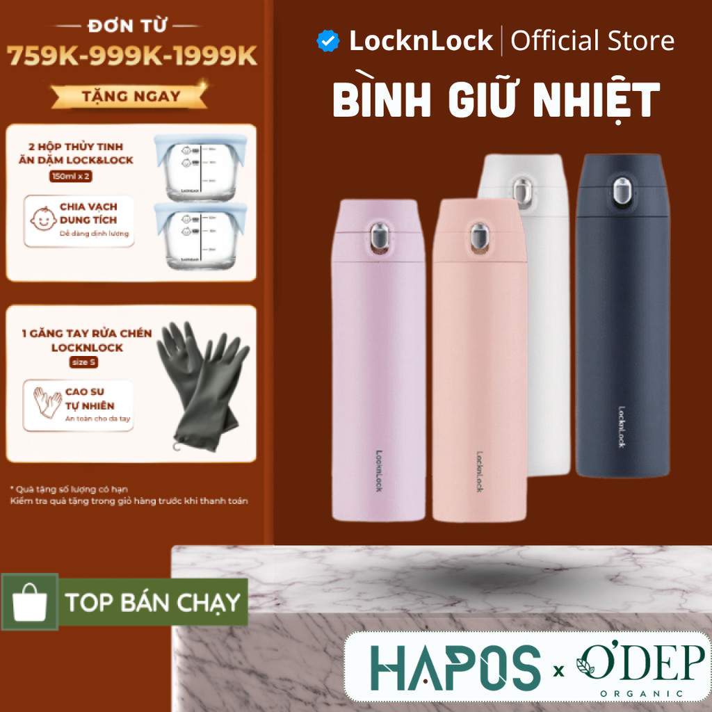 Bình giữ nhiệt nắp bật 500ml LocknLock siêu nhẹ Chính hãng giữ nhiệt lâu đến 24h LHC3257 - HAPOS LOF