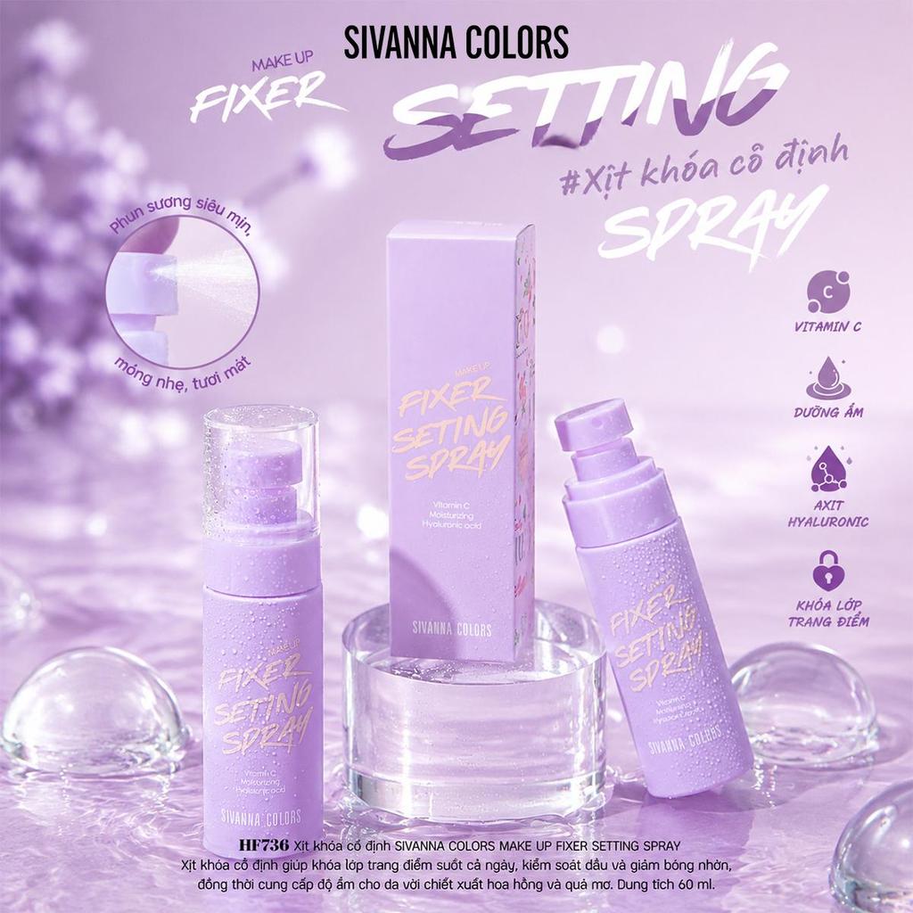 Sivanna Colors Xịt dưỡng ẩm Xịt sửa chữa Mực điều hòa Xịt dưỡng ẩm Mực dưỡng ẩm Makeup Fixer Seting Spray 60ml HF736 | BigBuy360 - bigbuy360.vn