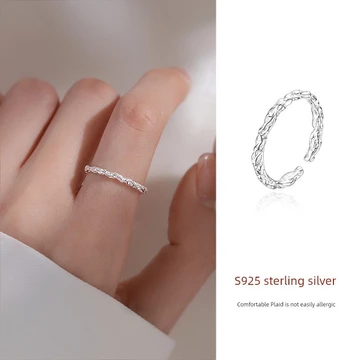 nhẫn bạc nhẫn bạc thật S925 Bạc Kẹo Nhẫn Giấy Nữ Độc Đáo Không Đều Chỉ Số Nhẫn Ánh Sáng Sang Trọng Cao Cấp Nhẫn Có Thể Mở Có Thể Điều Chỉnh