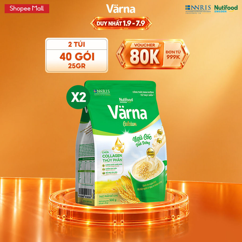 Bộ 2 Túi ngũ cốc dinh dưỡng Varna Calcium – Hỗ trợ xương khớp (Túi 500g)