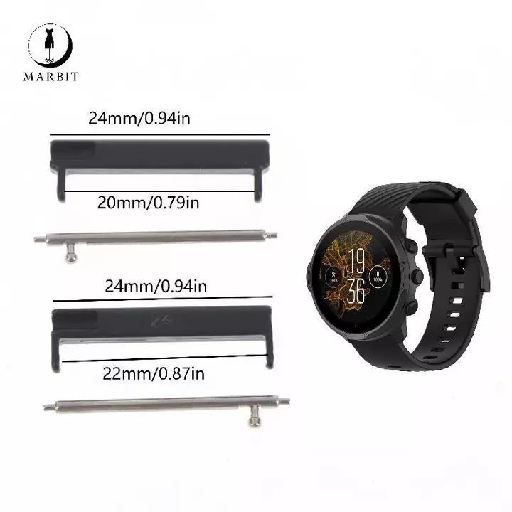 Marbit 1 Cặp 24mm Đến 22mm / 20mm Dây Đeo Tay Adapter ForSuunto7 / 9 / D5i Phụ Kiện Đồng Hồ Thông Minh Đồng Hồ Thông Minh Đồng Hồ Thông Minh Kết Nối Thay Thế FHS