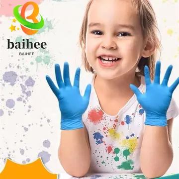 BAIHEE 5 đôi Găng tay Nitrile dùng một lần, Găng tay phục vụ thực phẩm vệ sinh gia đình không cao su, Găng tay nấu ăn vẽ tranh thủ công đa năng dành cho trẻ em