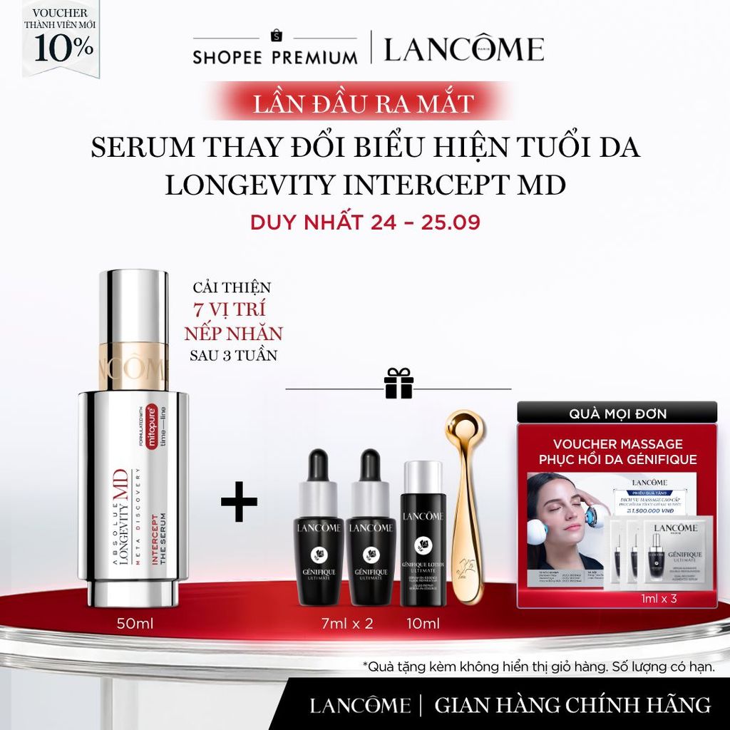 [LẦN ĐẦU RA MẮT] SERUM THAY ĐỔI BIỂU HIỆN TUỔI DA LANCOME LONGEVITY INTERCEPT MD 50ML