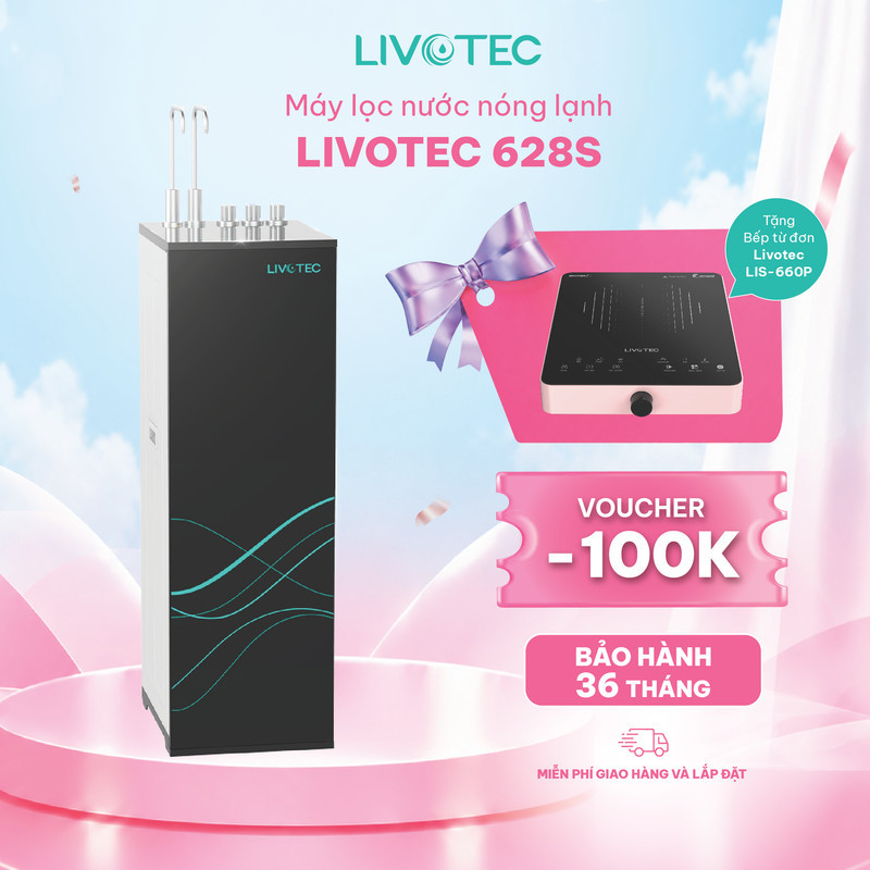 Máy Lọc Nước Nóng Lạnh Livotec 628S Hệ 10 Lõi Lọc Màng RO 100GPD, 3 Chế Độ Nước, Làm Lạnh Sâu [Tặng Bếp từ đơn LIS-660P]