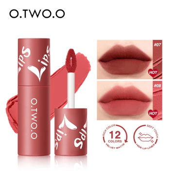 Bán chạy O.TWO.O Lip Mud 9144 Matte Matte Matte Lip Cheek Dual-use Blush Lipstick Air Lip Gloss Nonstick Cup Lip Gloss liu