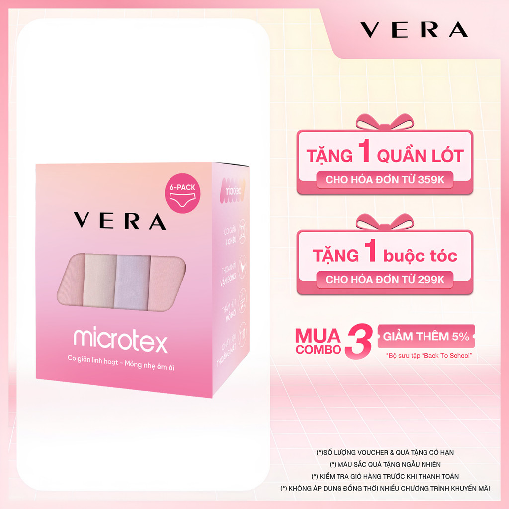 [LIVE] Combo 06 quần lót nữ mát mịn, co giãn thoải mái, kháng khuẩn VERA 6323 [Giao màu ngẫu nhiên]