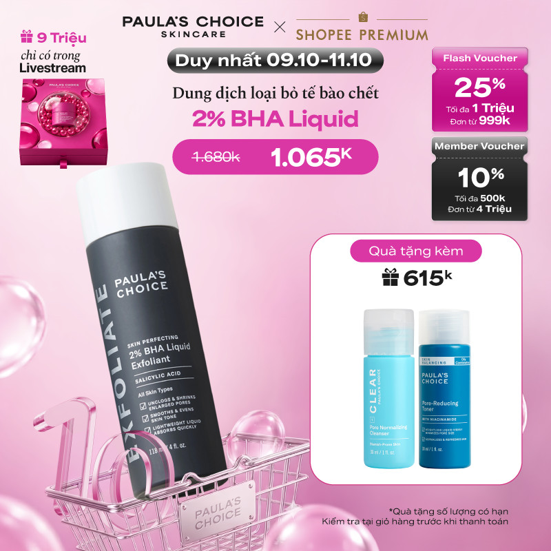 Dung dịch loại bỏ tế bào chết giảm mụn Paula's Choice Skin Perfecting 2% BHA Liquid Exfoliant 2010