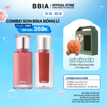 COMBO Son BBIA Bóng Lì: 01 Son tint bóng BBIA Lucky Shine Tint + 01 Son kem nhung thuần chay BBIA Last Velvet Tint