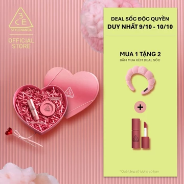 3CE Bộ Quà Tặng Giới Hạn 20.10 - Má Hồng Faceblush, Xịt Khóa Shimmer, Son Bóng Glazy Lip Glow