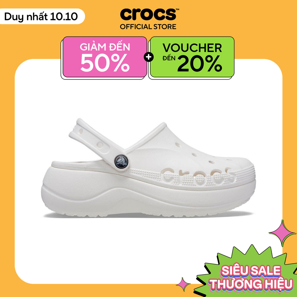 Giày Clog Nữ Crocs Baya Platform - White - 208186-100