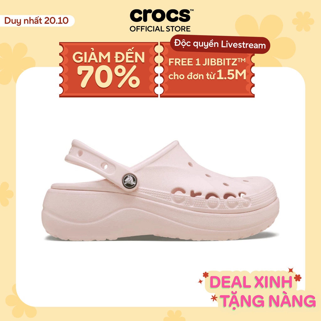 Giày Clog Nữ Crocs Baya Platform - Barely Pink - 208186-6PI