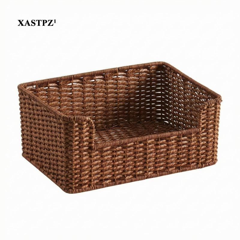 Giỏ dệt Faux-Rattan Open Front Basket Thùng sắp xếp trang trí cho kệ ...