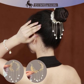 Onetimingfine Ngọc Trai sel Kim Cương Giả Vuốt Tóc Nữ Bun Barrettes Đuôi Ngựa Giá Đỡ Kẹp Tóc Thời Trang Phụ Kiện Tóc VN