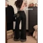 Sibyte- Quần Jeans Nữ Ống Suông Rộng Dài - Ghép Họa Tiết Da Beo Lai Gấu Eo Cao Phong Cách Retro Phóng Khoáng