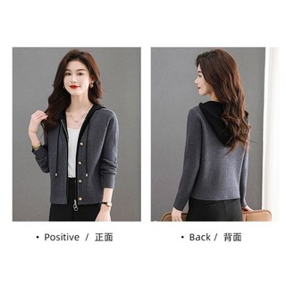 Áo len cardigan nữ có mũ trùm đầu, dài tay, thiết kế độc đáo, form vừa vặn