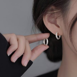 Vòng hoa bông tai bạc S925 xoắn đơn giản - Trang sức thời trang cho nữ