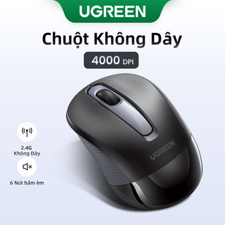 Ugreen Chuột không dây  Silent 2.4G, độ phân giải 2400dpi, thiết kế công thái học dành cho máy tính và văn phòng