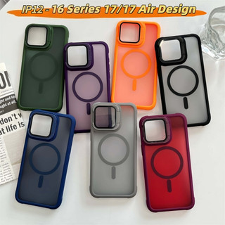 Ốp điện thoại bảo vệ ống kính thủy tinh vô hình sang trọng cho IPhone 17 Pro Max 17 Air 12 13 14 15 16 Pro Max Vỏ mờ từ tính Vỏ chống sốc