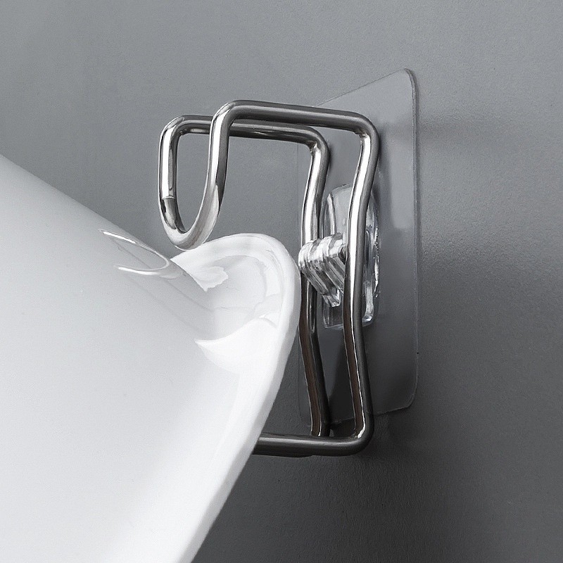 Móc Inox Dán Tường Treo Thau Chậu Khăn Quần Áo/ Giá Gắn Tường Treo Đồ Nhà Bếp Nhà Tắm FE123