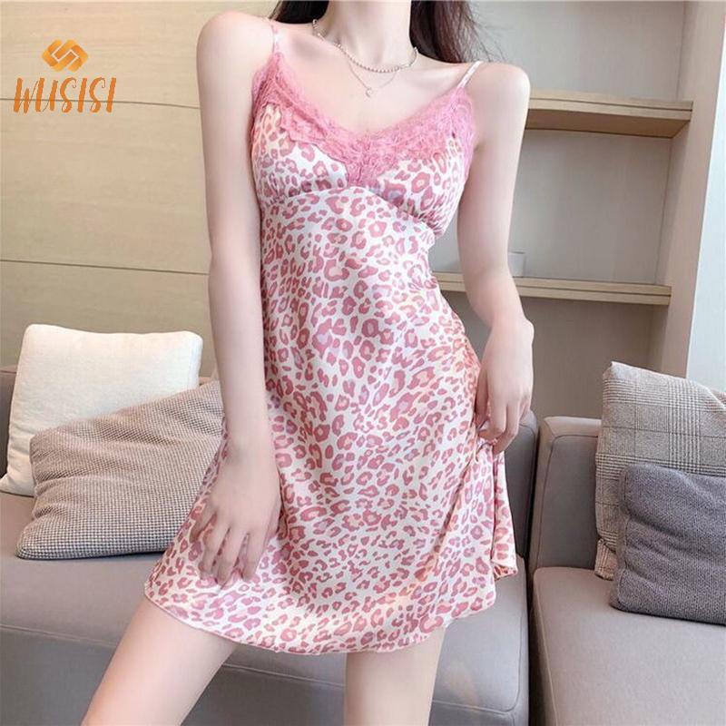 Váy Ngủ Ren Nữ Họa Tiết Da Báo Chất Liệu Lụa - Đồ Ngủ Thời Trang Mới