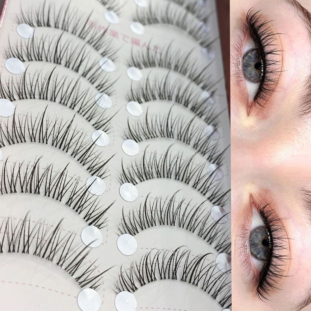 EBINLANDS 10 Đôi Lông Mi, Lông Mi Giả Tự Nhiên Handmade, Khối Lượng Wispy Chồn Lông Mi Giả Trang Điểm Nối Mi