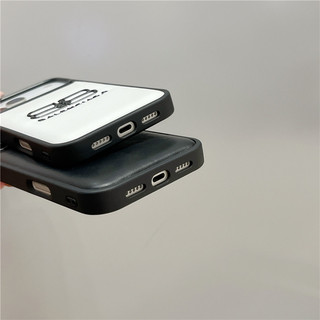 Ốp điện thoại da công sở 3D dập nổi BB cặp đôi màu đen trắng dành cho iPhone 17 16 15 13 14 Pro Max Cape