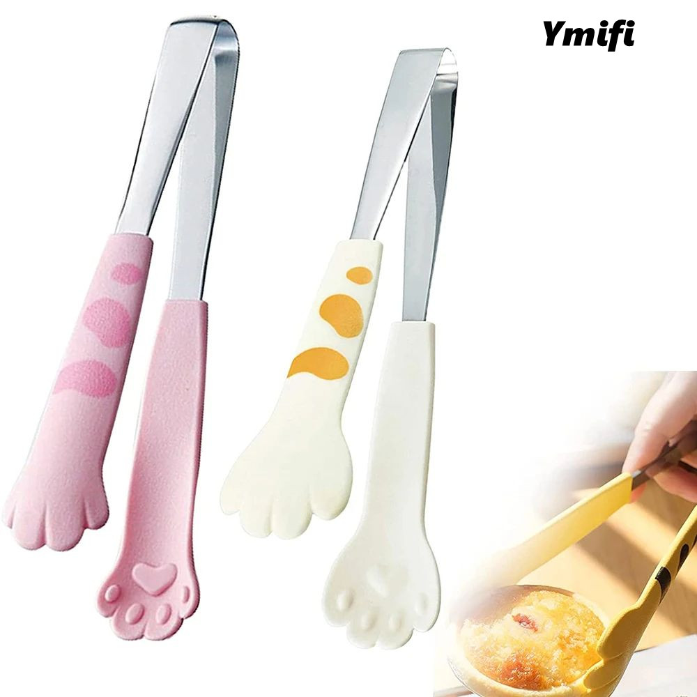 Kẹp Bữa Ăn YMIFI, Tiện Ích Nhà Bếp Kẹp Thực Phẩm Bằng Thép Không Gỉ, Kẹp Nướng Bánh Sandwich Hình Mèo Thịt Nướng Lưỡi