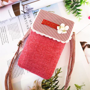 Phong Cách Mới Vải Lanh Cotton Messenger Túi Điện Thoại Di Động Ba Lớp Tách Màn Hình Lớn Đa Năng Trơn Đơn Giản Túi Ngực Nữ Đi Lại Tất Cả Trận Đấu Túi Vuông Nhỏ
